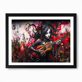 Witch And Music 3 - Girl With A Guitar Art Print