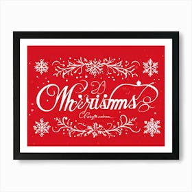 Calligraphic Christmas Greeting Card Featuring Ornate Cursive Script With Hand Drawn Lettering Of (3) Art Print