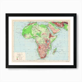 Africa Map — retro map, vintage map print Art Print