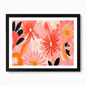 Pink And Orange Flowers 1 Art Print