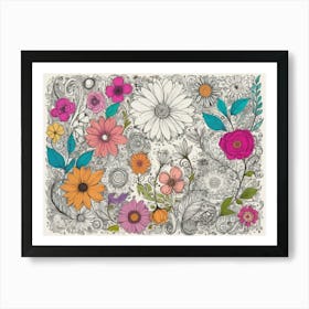 Doodle Flowers 3 Art Print