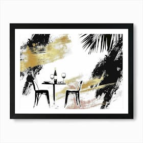 Black And Gold Dining Table Art Print