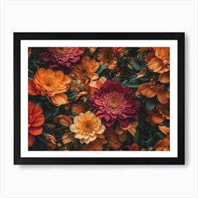 Photoreal A Vintage Floral Piece Using Abstract Techniq Art Print