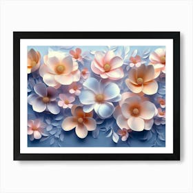 Assorted 3d Flowers in an Abstract Design Creating a Beautiful Art Print