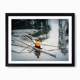 Man Sailing With Kayak In The River Art Print