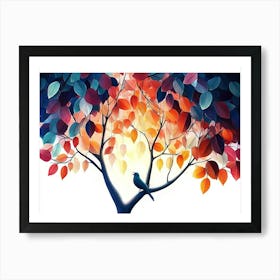 Vibrant 3d Tree Colorful Leaves On Hanging Branches 1 Art Print