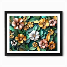 Colorful Flowers And Leaves 1 Art Print