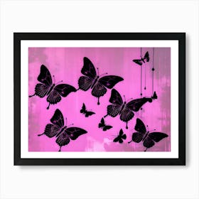 Butterflies On A Pink Background 4 Art Print