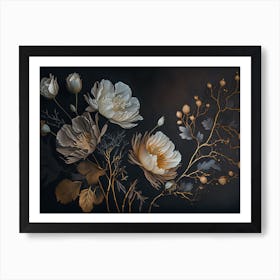 Elegant Flowers On A Dark Background Art Print