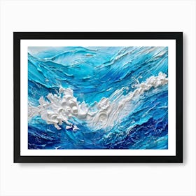 Abstract Turbulent Ocean Surface Turquoise And Blue Hues Dominating Intermingled With White Foam A (2) Art Print