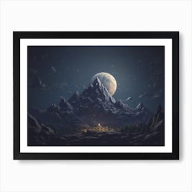 Moonlight Over A Mountain Art Print