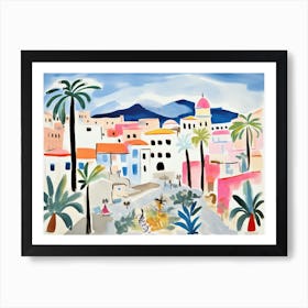 Salerno Italy Cute Watercolour Illustration 4 Art Print