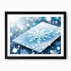 Card Featuring Defocused Snowflake Pattern Radiating Shine Abstract Design Gently Juxtaposing Wint (2) Art Print