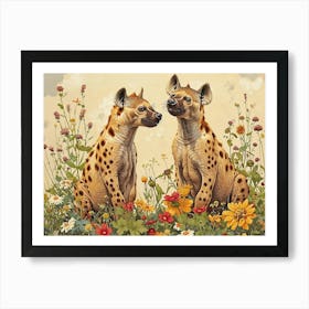 Floral Animal Illustration Hyena 1 Art Print