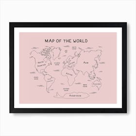 Pink Map Art Print