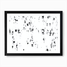 People On A Square - Manipulated black and white art photo crowd crowdscape minimal Art Print