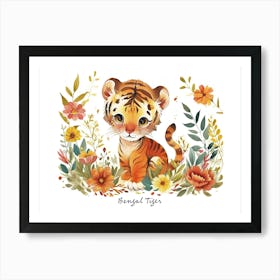 Little Floral Bengal Tiger 4 Poster Art Print