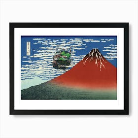 Howls Castle Over Mt Fuji - Japanese Print - Studio Ghibli Art Print