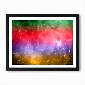 Yellow, Blue, Red, Green Galaxy Space Background Art Print