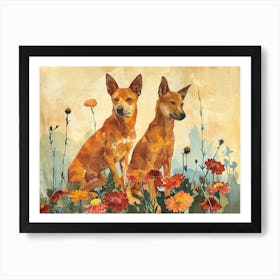 Floral Animal Illustration Dingo 1 Art Print