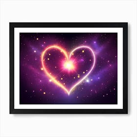 A Colorful Glowing Heart On A Dark Background Horizontal Composition 32 Art Print