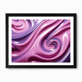 Pink & Purple Gloss Fluid Swirls Abstract 1 Art Print