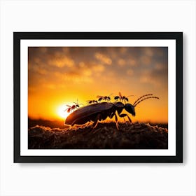 Ant Colony Cooperating Harmoniously Silhouetted Against A Radiant Sunset Amber And Crimson Hues Me (2) Art Print