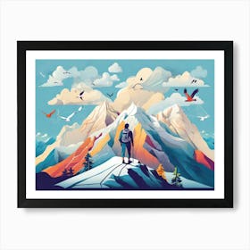 Man Looking At The Mountains Art Print