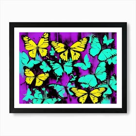 Butterflies On A Purple Background 1 Art Print