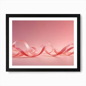 Abstract Image Of A Pink Ribbon In A Swirling, Dynamic Form Against A Pink Background Art Print