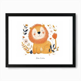 Little Floral Sea Lion 1 Poster Art Print