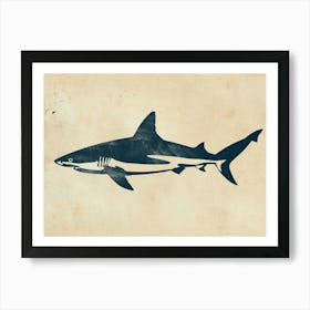 Blue Shark Grey Silhouette 6 Art Print