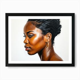 Side Profile Of Beautiful Woman Oil Painting 179 Art Print