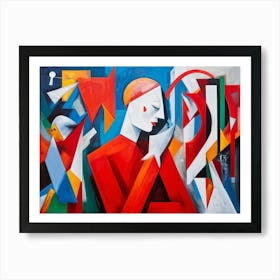 Abstract Painting Capturing The Essence Of Confusion And Joy Where A Human Figure Colored Vibrant (4) Art Print