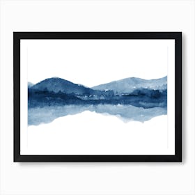 Watercolor Landscape 2 Blue Art Print