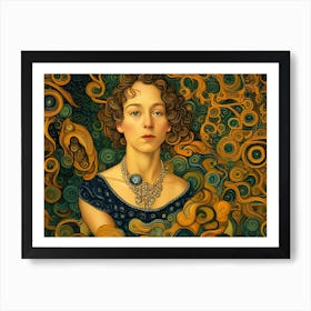 Artistic Symphony Asymmetrical Necklace By Klimt And Van Gogh Art Print