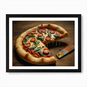 Pizza On Wooden Table art Art Print