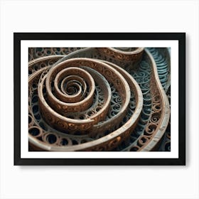 Intricate, Abstract Design With Swirling, Interconnected Lines And Patterns Forming Spirals And Organic Shapes In Shades Of Brown And Beige Art Print