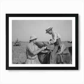 Rice Farmer Getting Drink Of Water From Water Boy On Farm Near Crowley, Louisiana By Russell Lee Art Print
