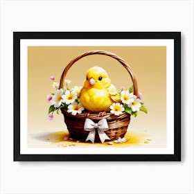 Yellow Bird In A Basket Art Print