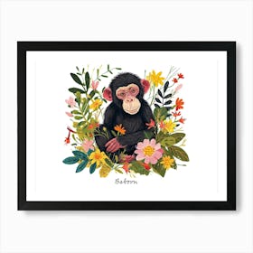 Little Floral Baboon 1 Poster Art Print