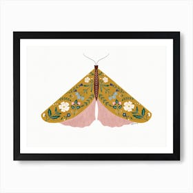 Mustard Floral Moth Art Print