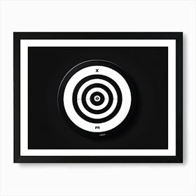 A White Logotype Centered On A Black Dartboard Depicting A Game Of Bullseye Symbolizing Achievement (5) Art Print