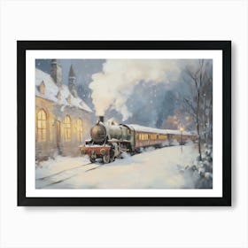 Winter Christmas Train Art Print