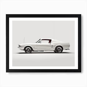 Toy Car 67 Ford Mustang Coupe White Art Print