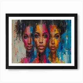 Colorful Chronicles: Abstract Narratives of History and Resilience. Three Women Art Print