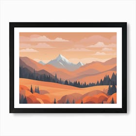 Misty mountains horizontal background in orange tone 93 Art Print