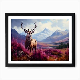 Red Stag Deer In Scottish Highlands 2 Art Print