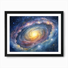 A Glowing Image Of A Spiral Galaxy Captured Throug (1) Poster