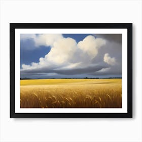 Wheat Field With Clouds Abstract Art Print